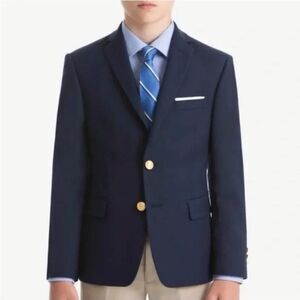 Lauren Ralph Lauren Boys Blazer Suit Jacket Classic Navy Blue Gold Button sz 16R